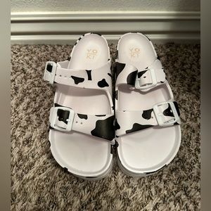 Cow Print Platform Foam Sandals
